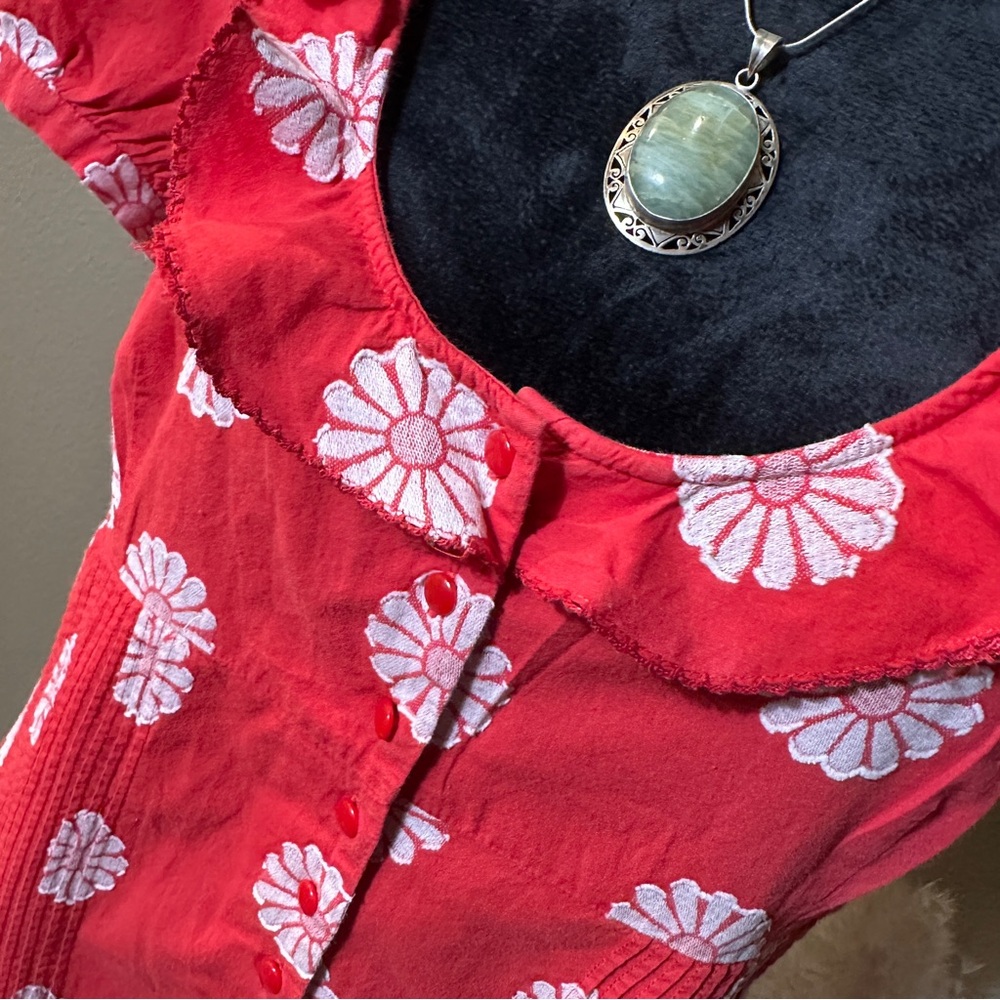 Odille Red and White Floral Blouse